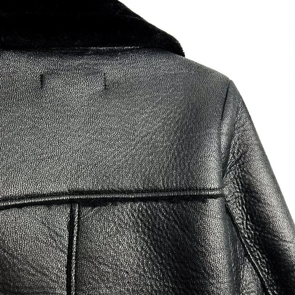 Zara Women's XS Black Faux Shearling Bomber Moto Jacket Biker Style Fall - Picture 7 of 7
